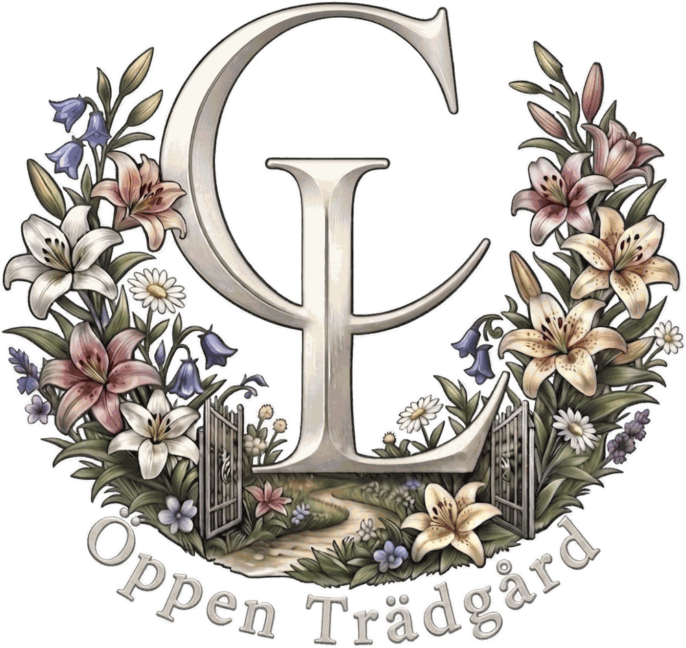 Casa Lilium – öppen trädgård. En krans av liljor kring en öppen grind.